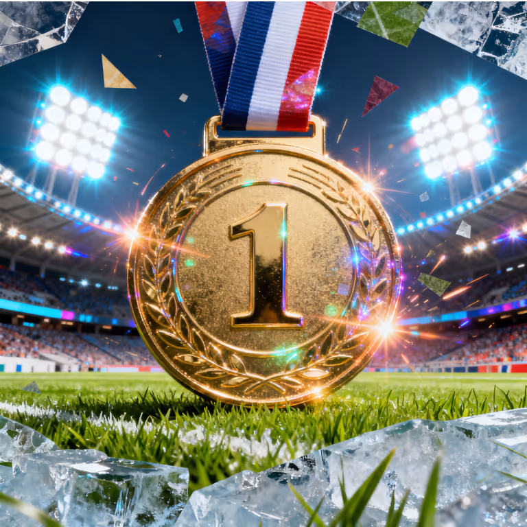 Golden number one medal shining under stadium lights symbolizing top-rated CountSlots Casino experience and premium rewards.